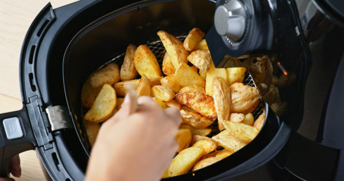 Air fryer with homemade grilled potato