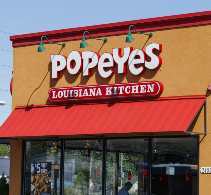 Popeyes Louisiana Kitchen Fast Food Restaurant in August 2019.