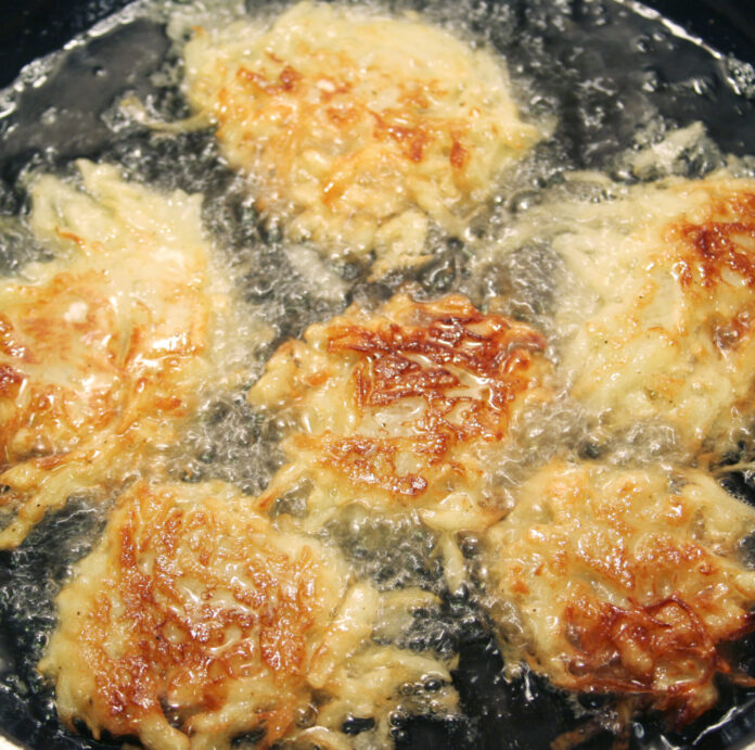 Closeup view of potato pancakes, or 