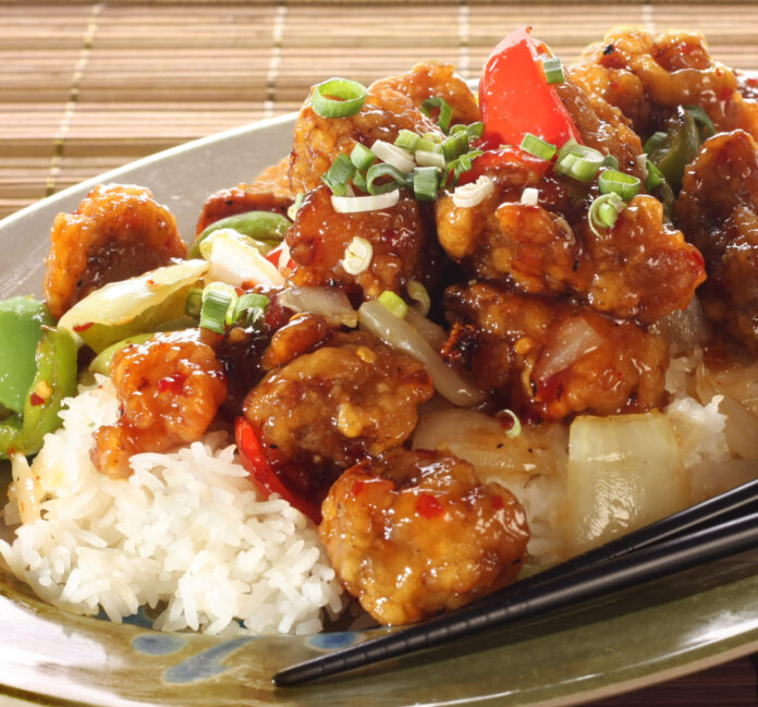 Sweet and sour chicken and rice